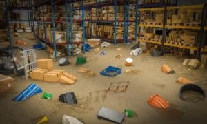 water damage in warehouse